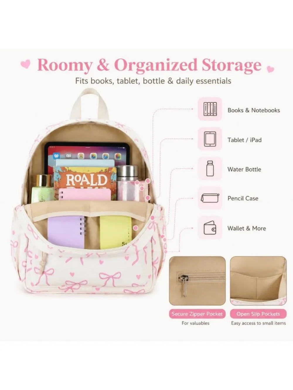 Cute Toddler Backpack for Girls - Mini Bow Tie Design, Ideal for Preschool